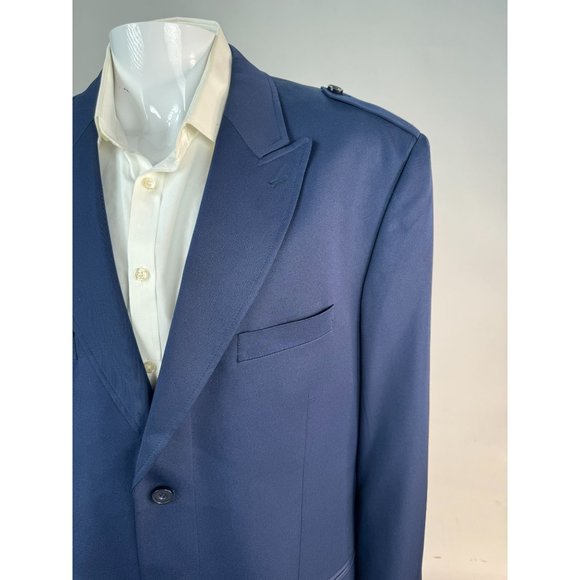 Diamond Threads Military Styled Jacket Size 48L Navy Blue Lined Polyester - Picture 2 of 16